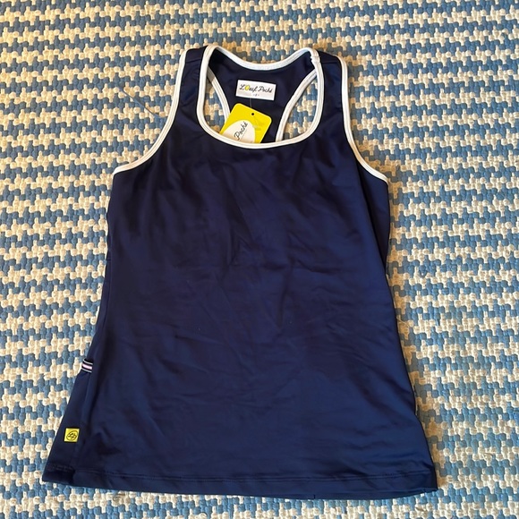 L’oeuf Poché navy tennis 🎾 pickle active tank top with white outlining size sm - Picture 1 of 4